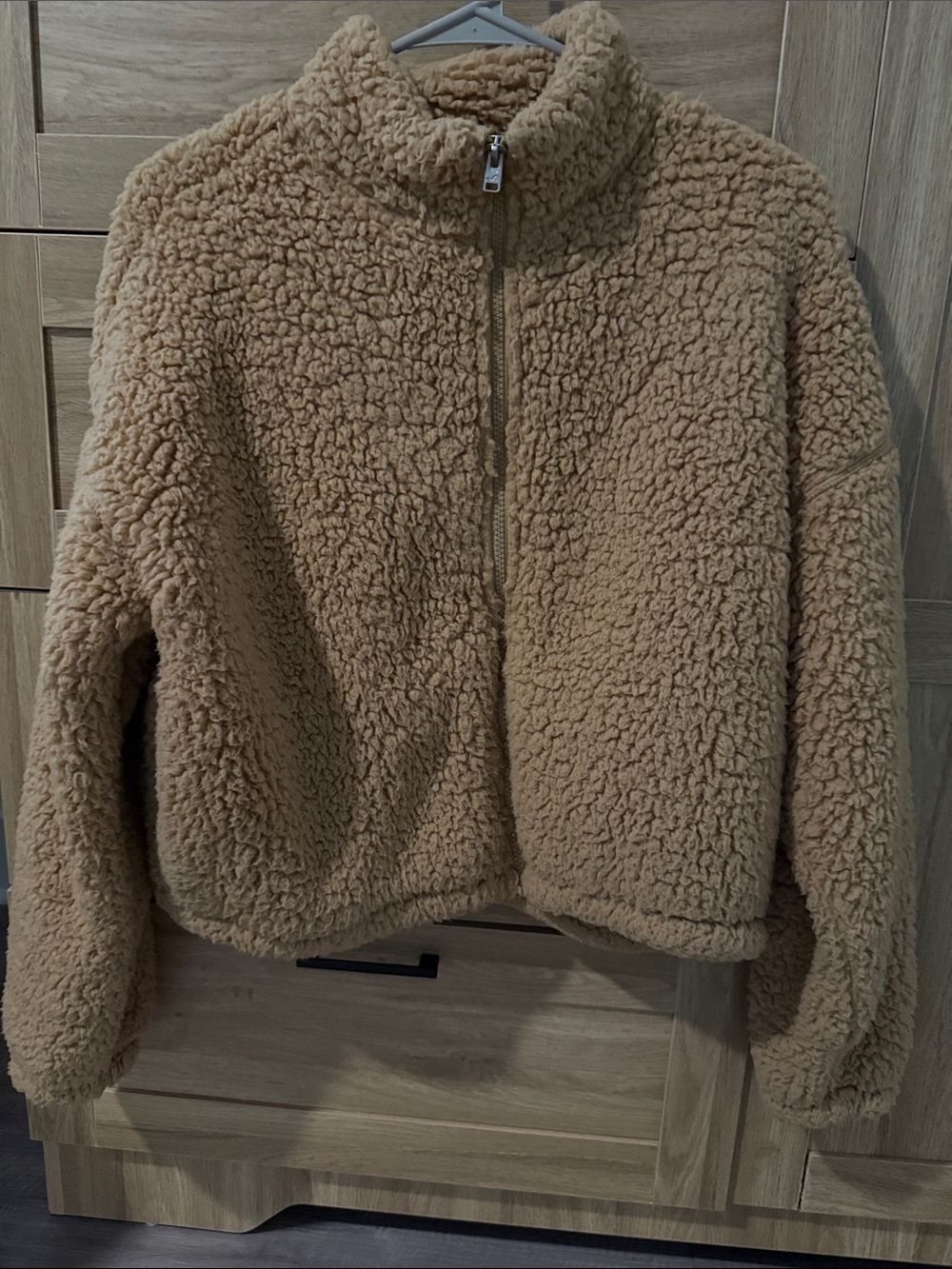 Hollister Camel Teddy Fleece Zip Jacket